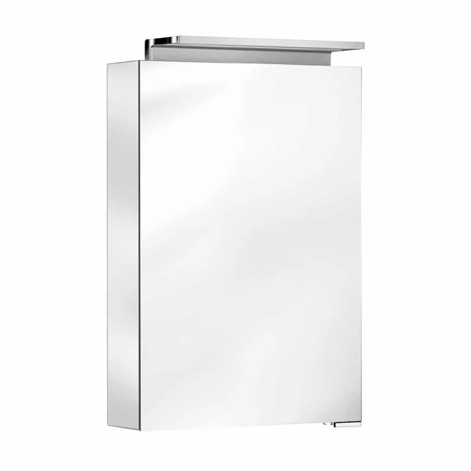 Oglindă modernă de depozitare cu rafturi de cristal și lumină LED - Bramo Viadurini