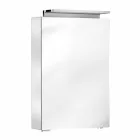 Oglindă modernă de depozitare cu rafturi de cristal și lumină LED - Bramo Viadurini