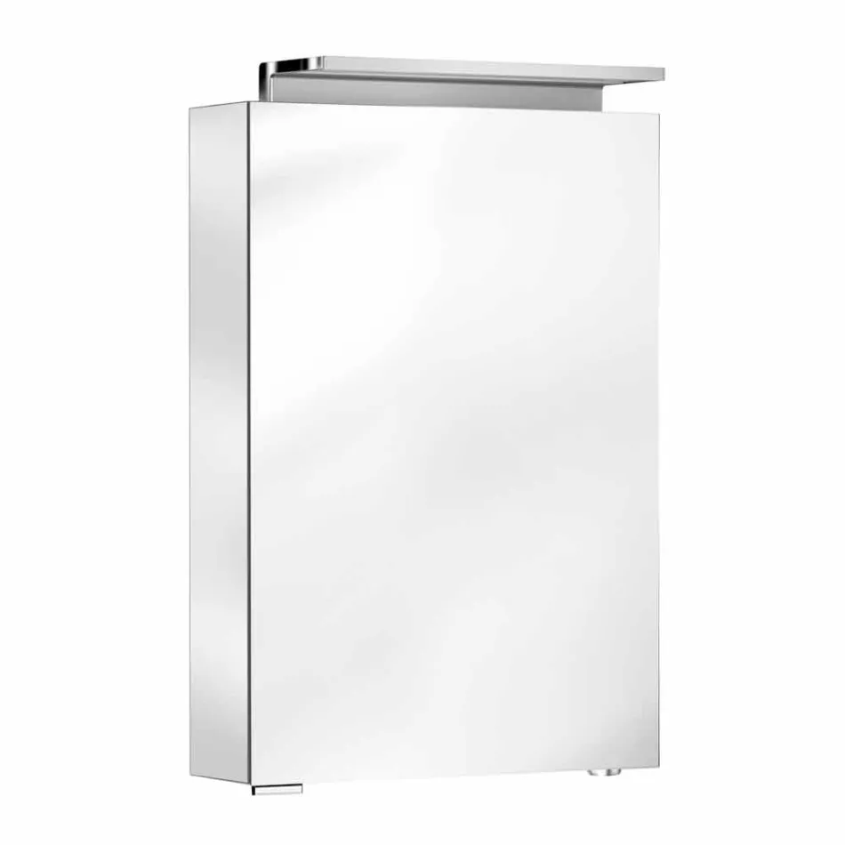 Oglindă modernă de depozitare cu rafturi de cristal și lumină LED - Bramo Viadurini