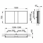 Container modern cu oglindă încastrată cu lumină LED și tastatură tactilă - Demon Viadurini