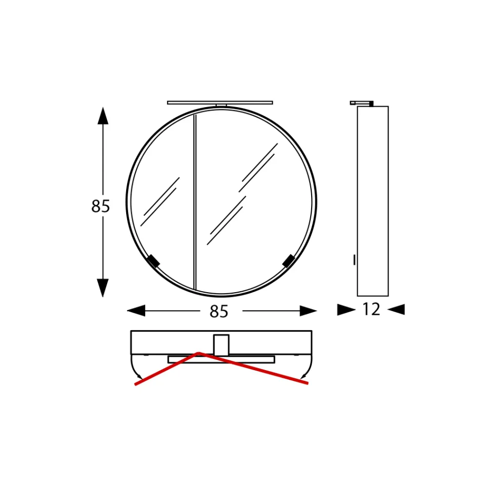 Container rotund metalic cu oglinda cu oglinda dubla Made in Italy - Charles Viadurini
