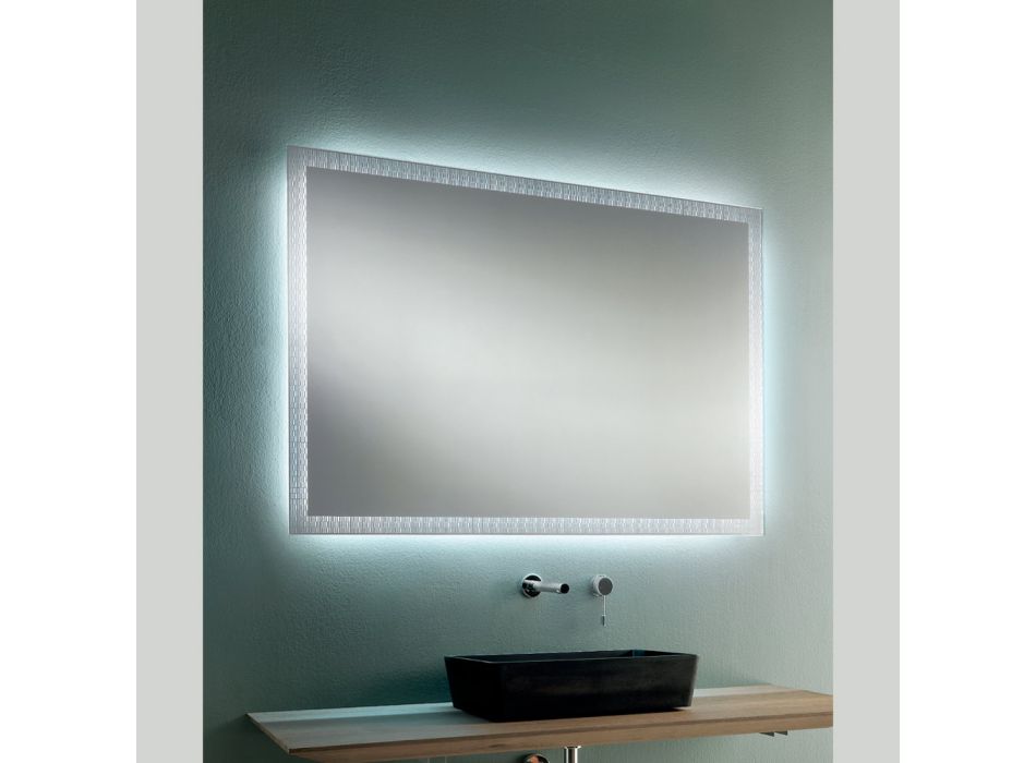 Oglinda de baie cu decoratiuni gravate cu laser Made in Italy - Freud Viadurini