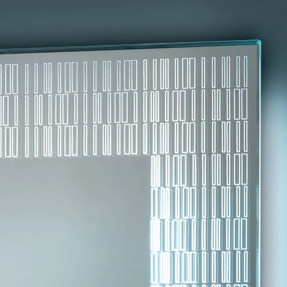 Oglinda de baie cu decoratiuni gravate cu laser Made in Italy - Freud Viadurini