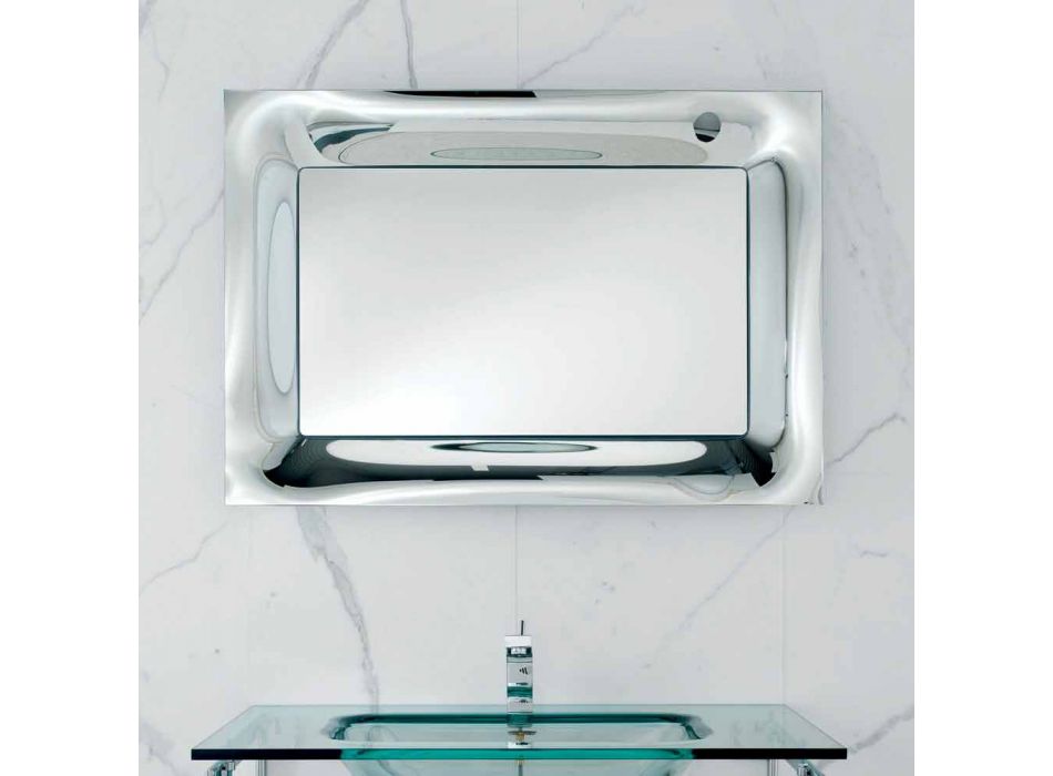 Baie rama oglinda de sticlă topită de argint design modern Arin Viadurini