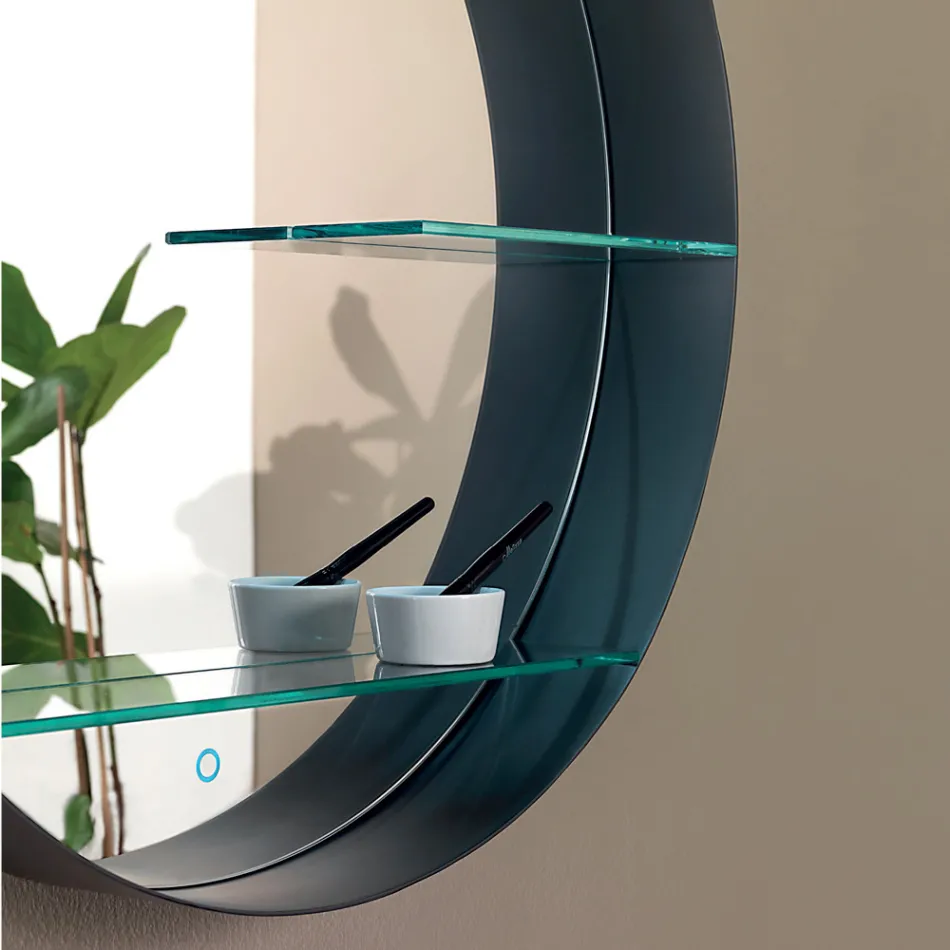 Oglinda de baie metalica cu 2 rafturi din sticla Made in Italy - Einstein Viadurini