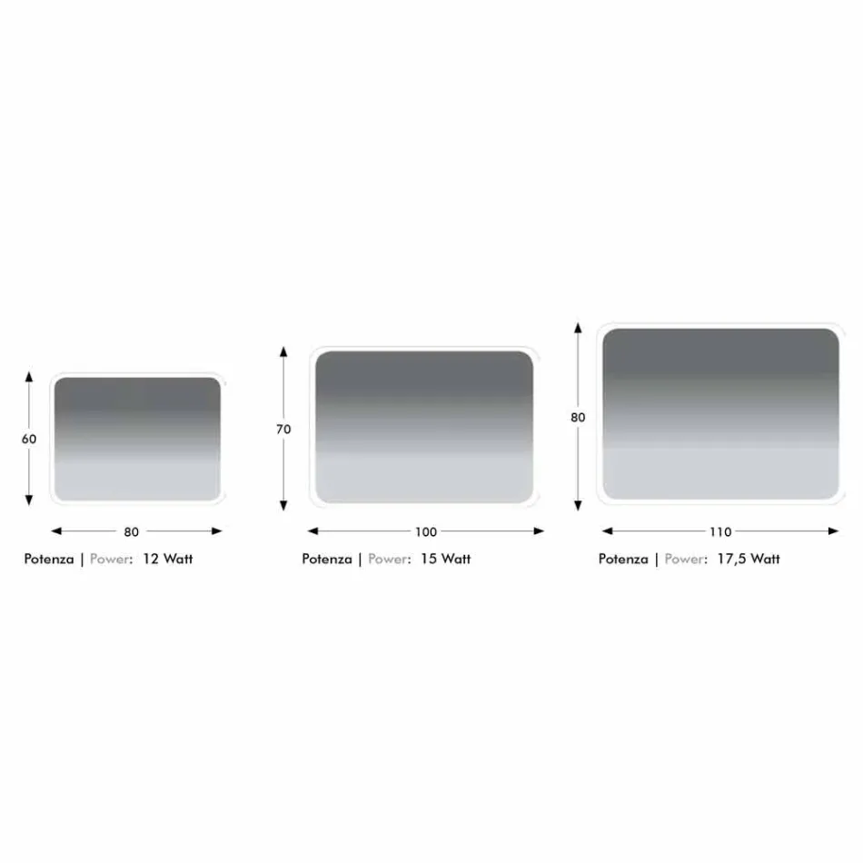 Oglindă de baie rotunjită cu iluminare din spate cu LED Made in Italy - Pato Viadurini