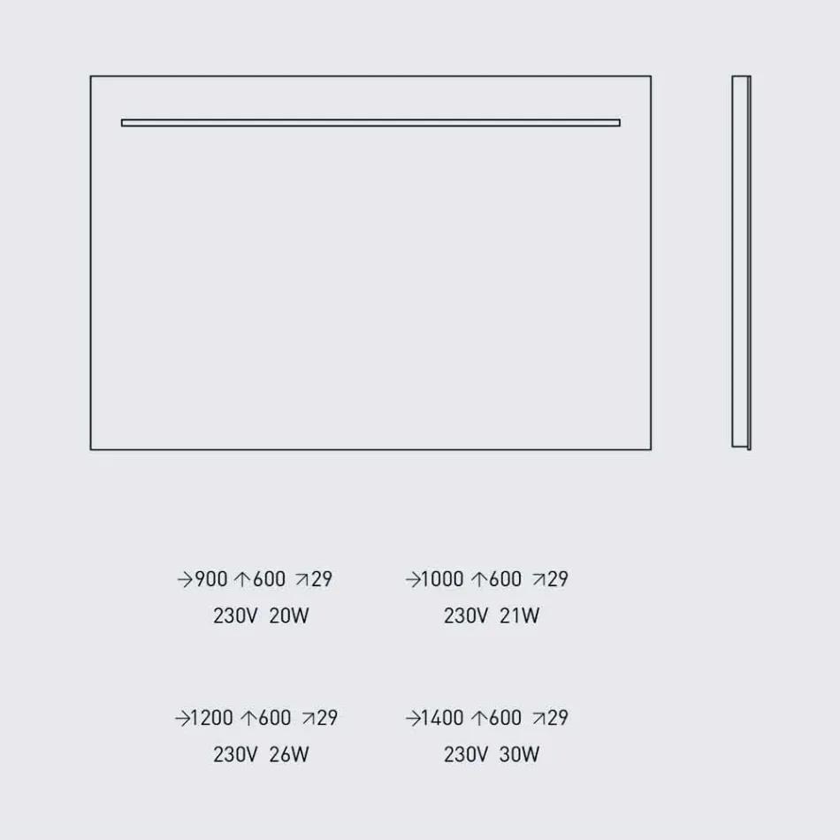 Oglindă modernă de perete cu lumină LED și cadru din oțel Made in Italy - Yutta Viadurini