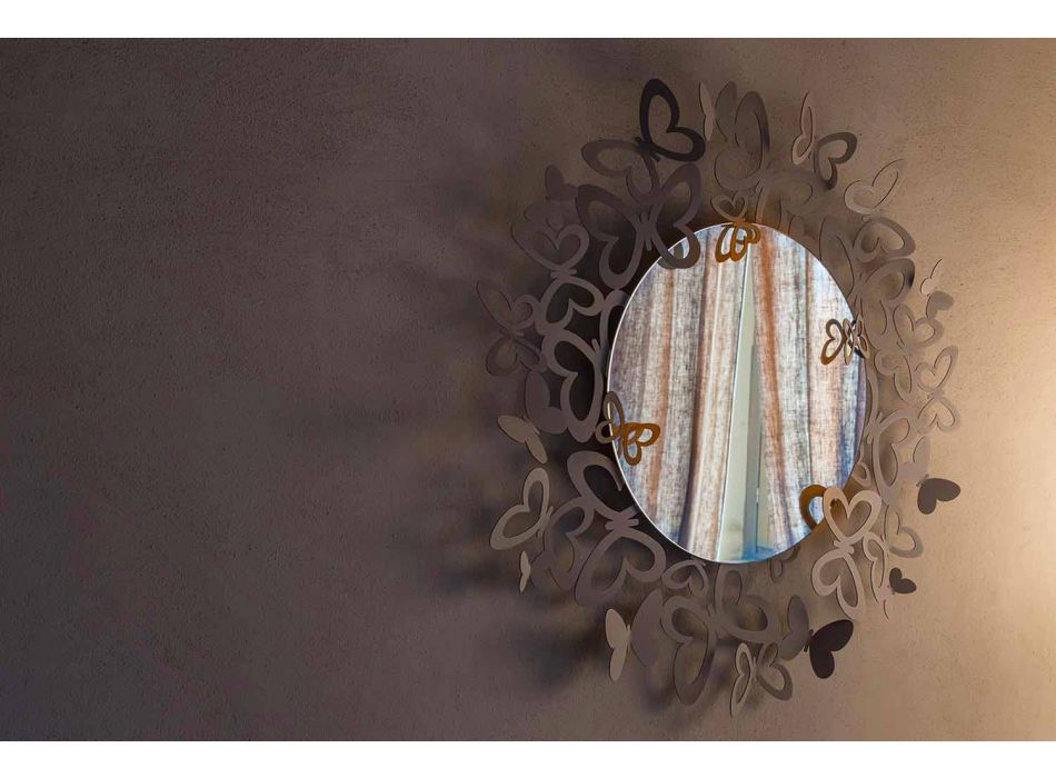 Oglindă circulară de perete de design modern din fier fabricat în Italia - Stelio Viadurini