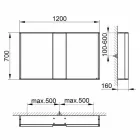 Oglindă modernă de perete cu 3 uși din aluminiu vopsit argintiu - Demon Viadurini