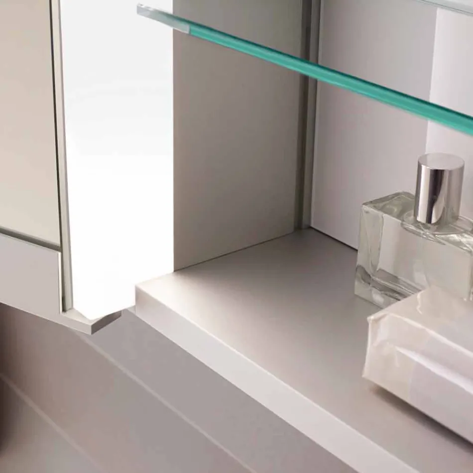 Oglindă modernă de perete cu 3 uși din aluminiu vopsit argintiu - Demon Viadurini