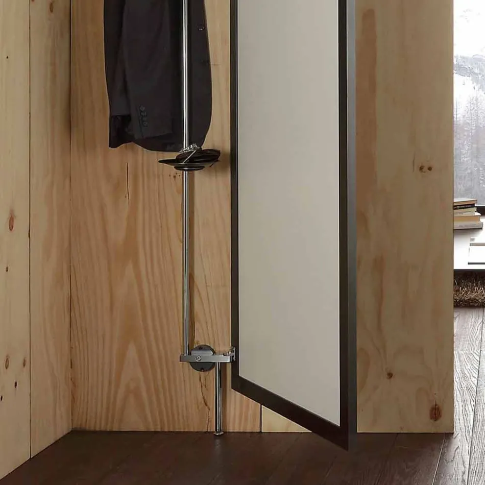 Oglindă de perete cu ușă de deschidere și cârlige pentru paltoane Made in Italy - Boro Viadurini