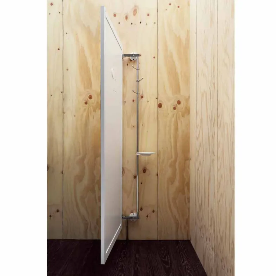 Oglindă de perete cu ușă de deschidere și cârlige pentru paltoane Made in Italy - Boro Viadurini