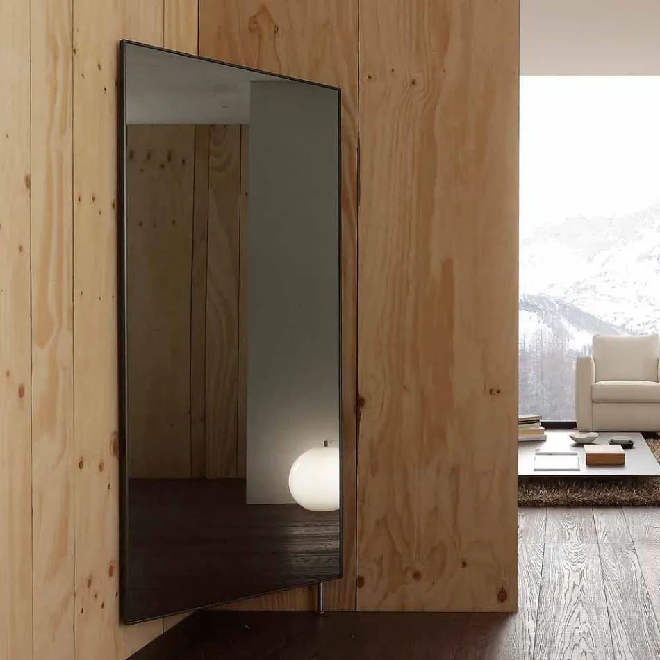 Oglindă de perete cu ușă de deschidere și cârlige pentru paltoane Made in Italy - Boro Viadurini