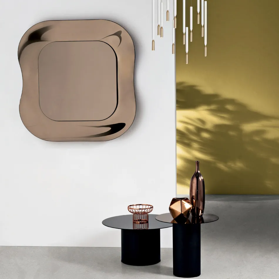 Oglindă de perete cu ramă din sticlă fuzionată, fabricată în Italia - Adored Viadurini