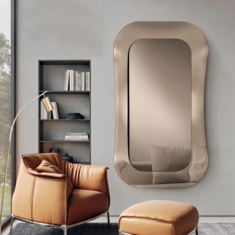 Oglindă de perete cu ramă din sticlă fuzionată, fabricată în Italia - Adored Viadurini