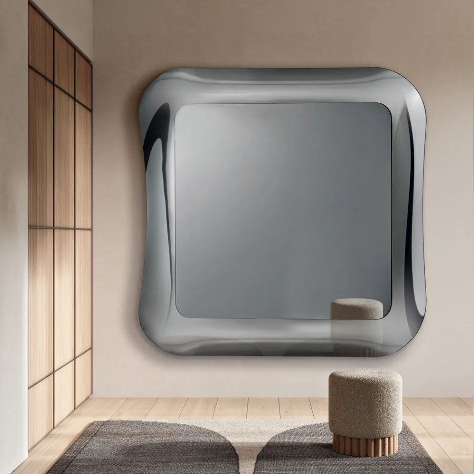 Oglindă de perete cu ramă din sticlă fuzionată, fabricată în Italia - Adored Viadurini