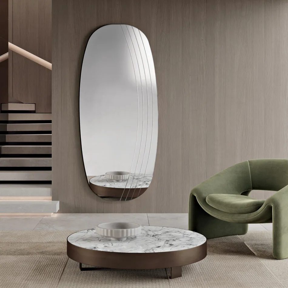 Oglindă de perete Arabella cu gravuri fabricată în Italia Viadurini