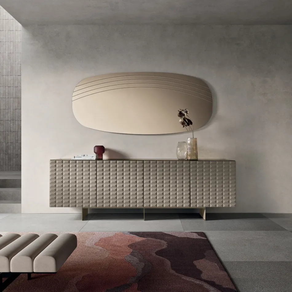 Oglindă de perete Arabella cu gravuri fabricată în Italia Viadurini