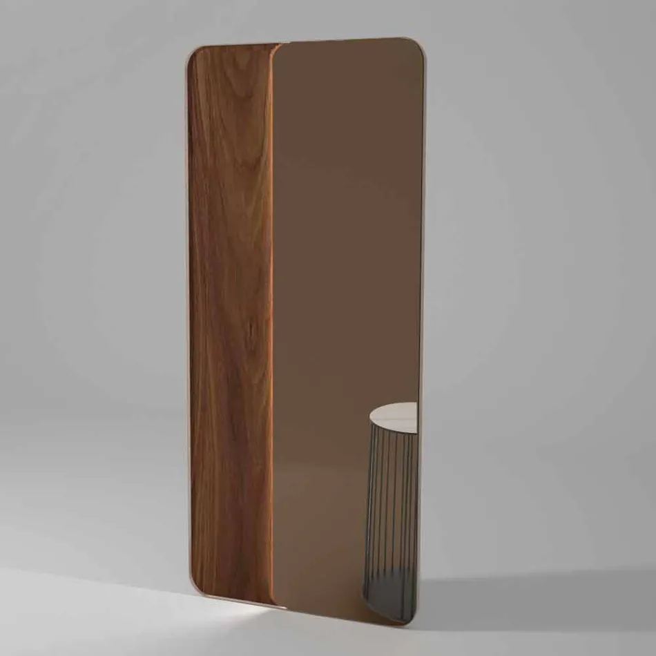 Oglindă de perete cu inserție din lemn sau ceramică Made in Italy - Montecarlo Viadurini