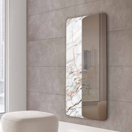 Oglindă de perete cu inserție din lemn sau ceramică Made in Italy - Montecarlo Viadurini