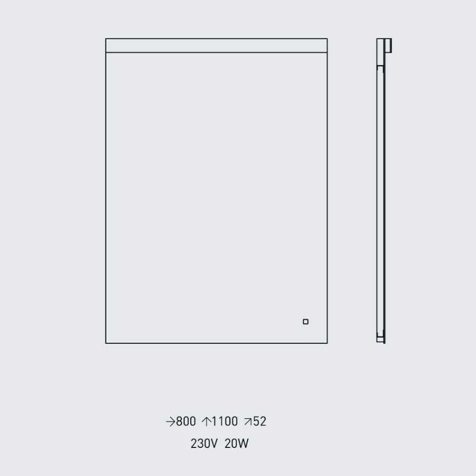 Oglindă de perete cu lumină integrată din oțel inoxidabil Made in Italy - Tuccio Viadurini