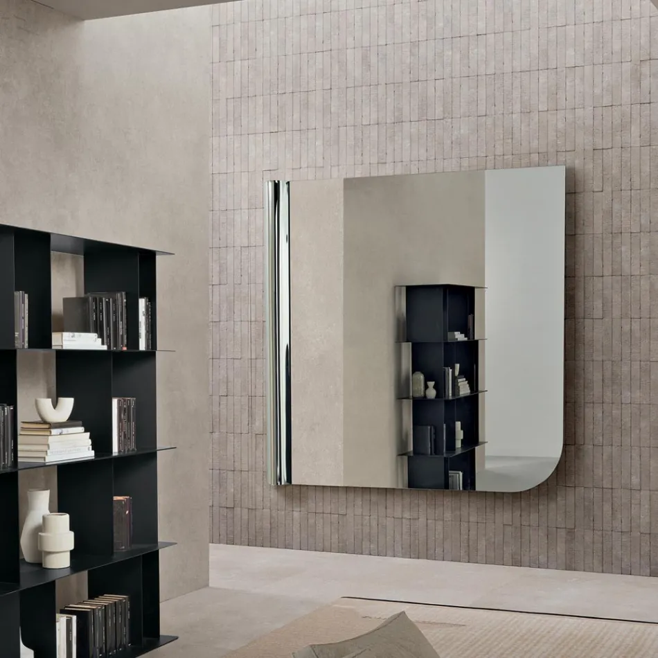 Oglindă de perete Beniamina cu ondulații laterale, fabricată în Italia Viadurini