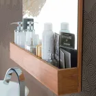 Oglindă de perete cu structură și compartiment de depozitare din lemn de tec - Palima Viadurini