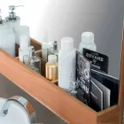 Oglindă de perete cu structură și compartiment de depozitare din lemn de tec - Palima Viadurini