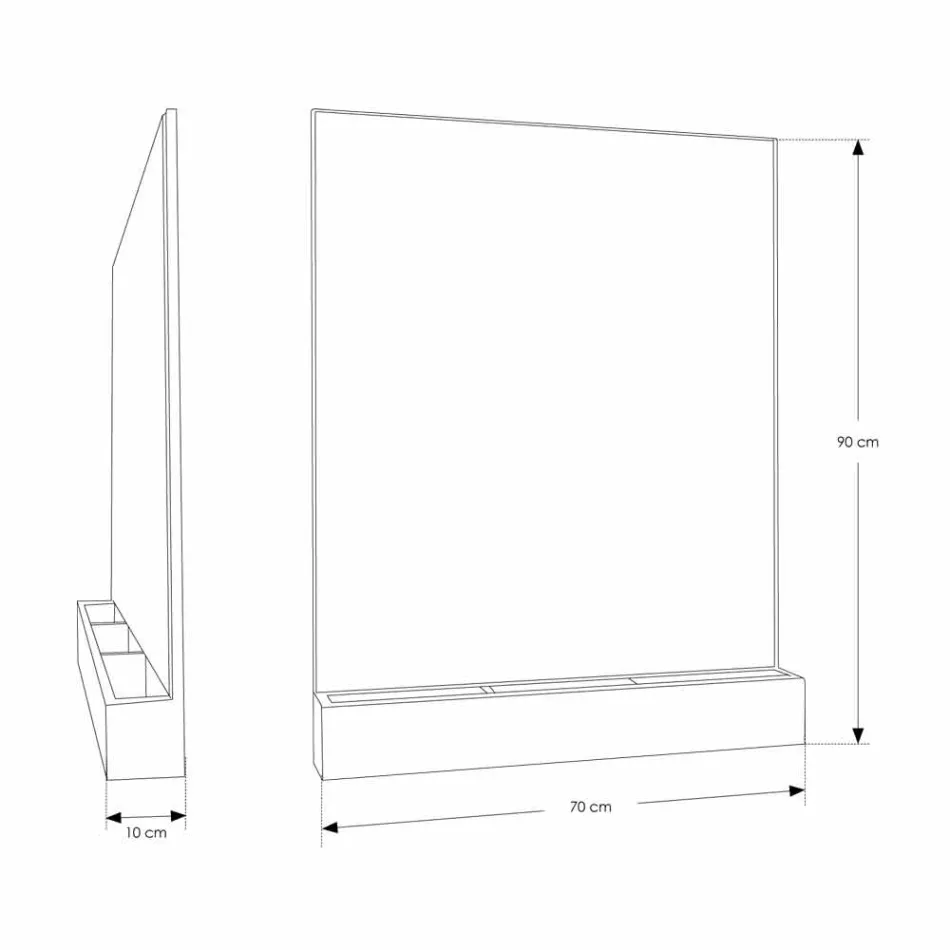 Oglindă de perete cu structură și compartiment de depozitare din lemn de tec - Palima Viadurini