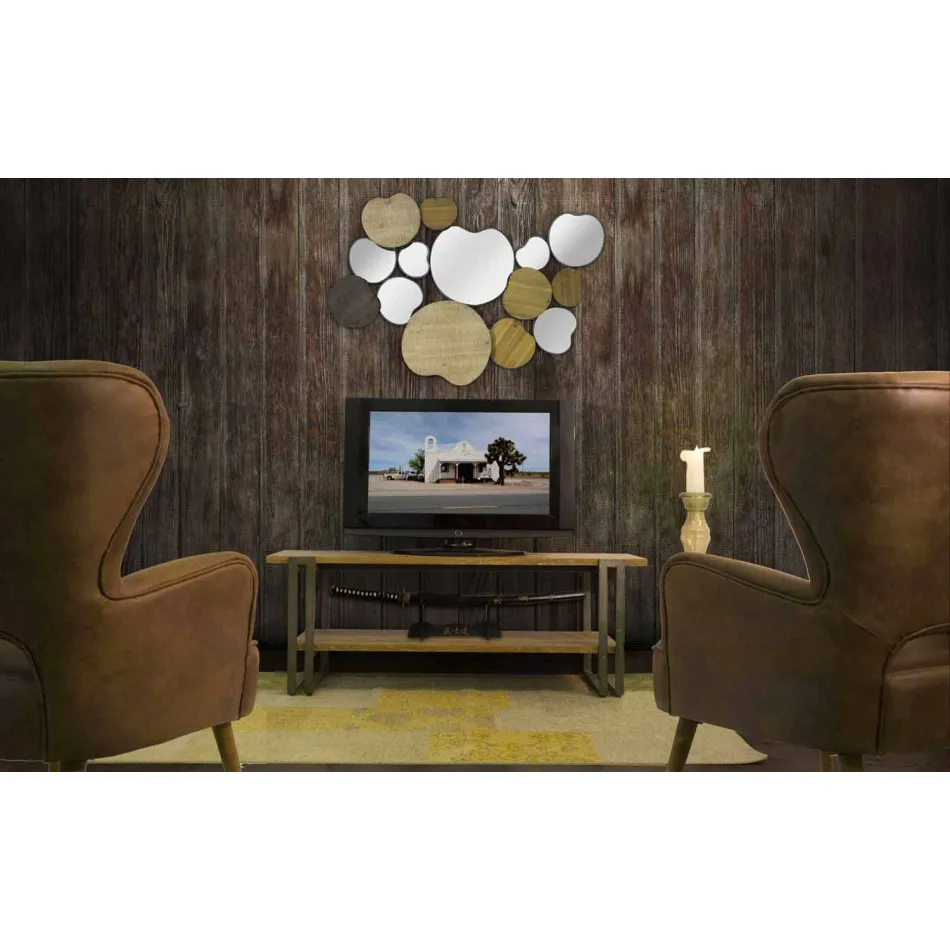 Oglindă de design modern din lemn și fier - Ortensio Viadurini