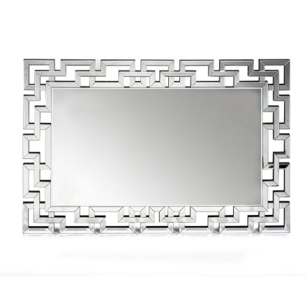Oglinda de Perete din Mdf si Sticla Argintie cu Cadru Format - Avolo Viadurini