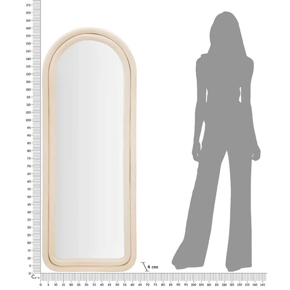 Oglindă de perete MDF acoperită cu catifea cu vârf arcuit - Jessica Viadurini