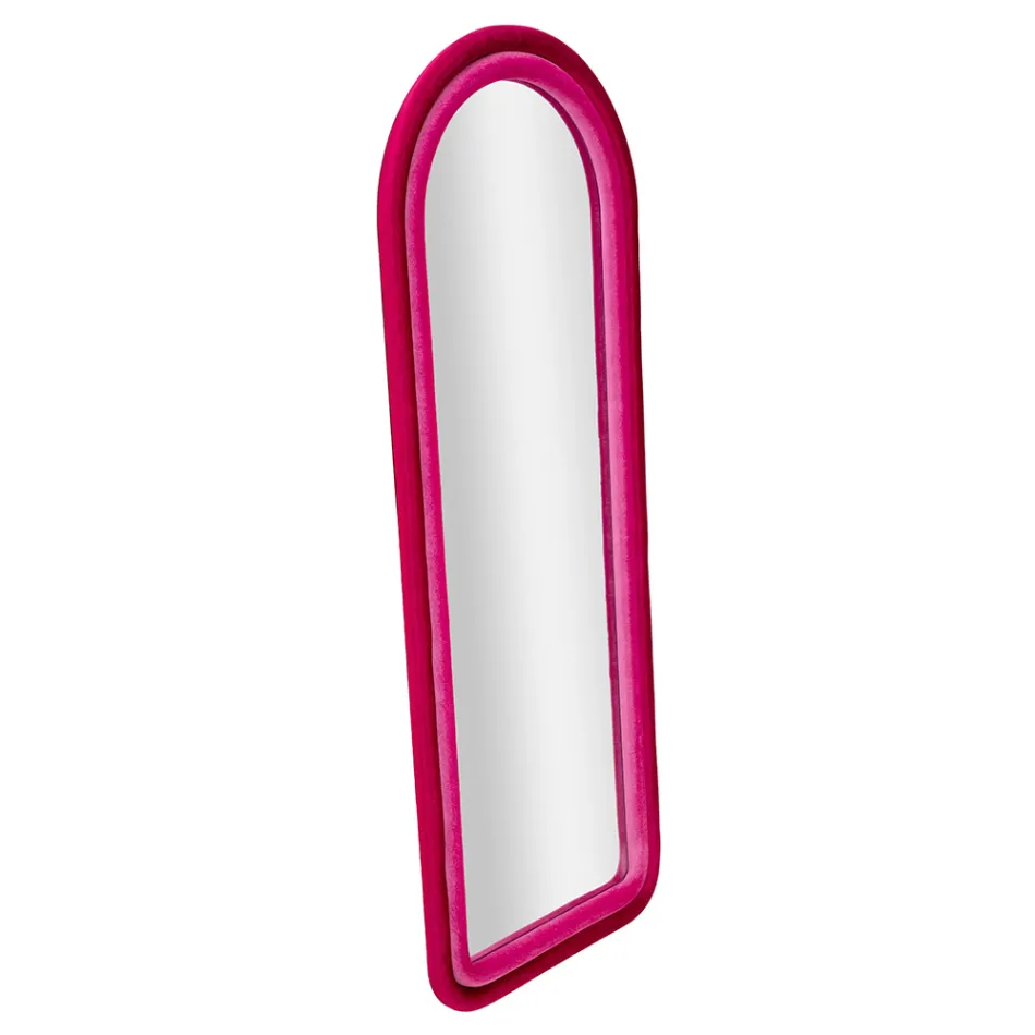 Oglindă de perete MDF acoperită cu catifea cu vârf arcuit - Jessica Viadurini