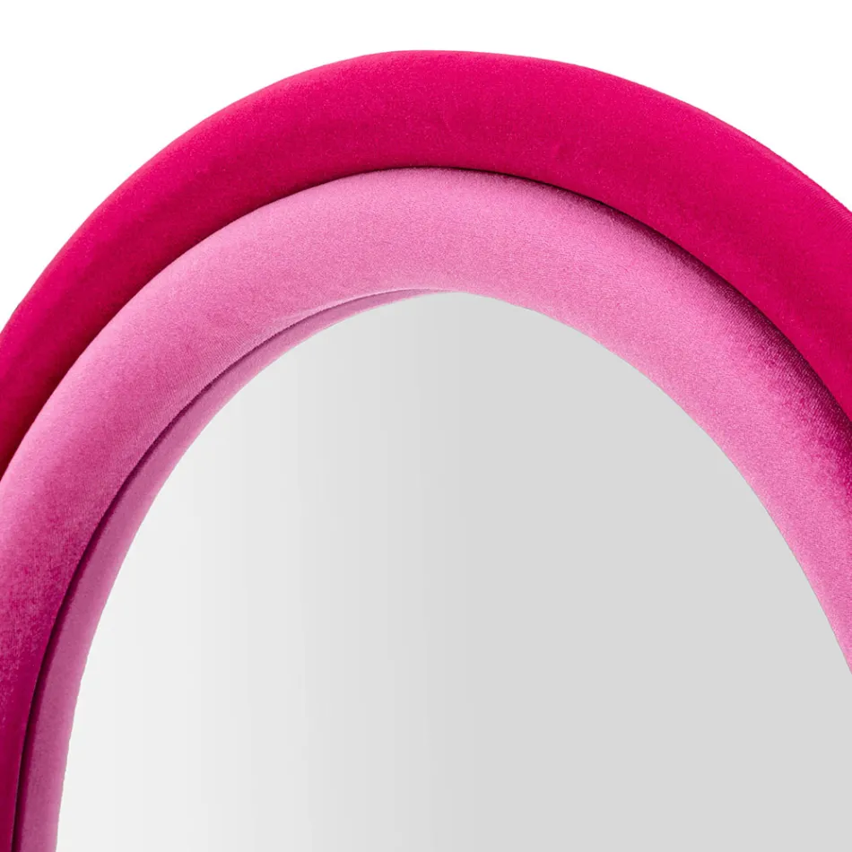 Oglindă de perete MDF acoperită cu catifea cu vârf arcuit - Jessica Viadurini