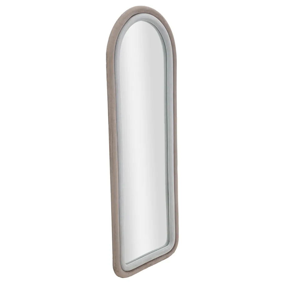 Oglindă de perete MDF acoperită cu catifea cu vârf arcuit - Jessica Viadurini