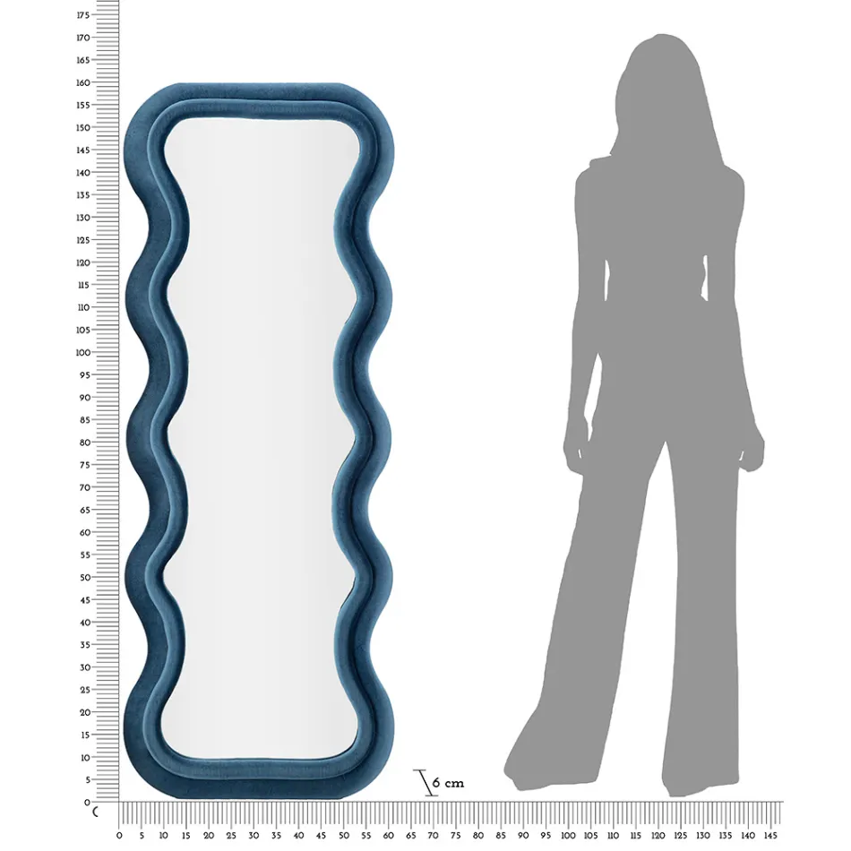 Oglindă de perete din MDF acoperită în catifea cu linii ondulate - Sheldon Viadurini