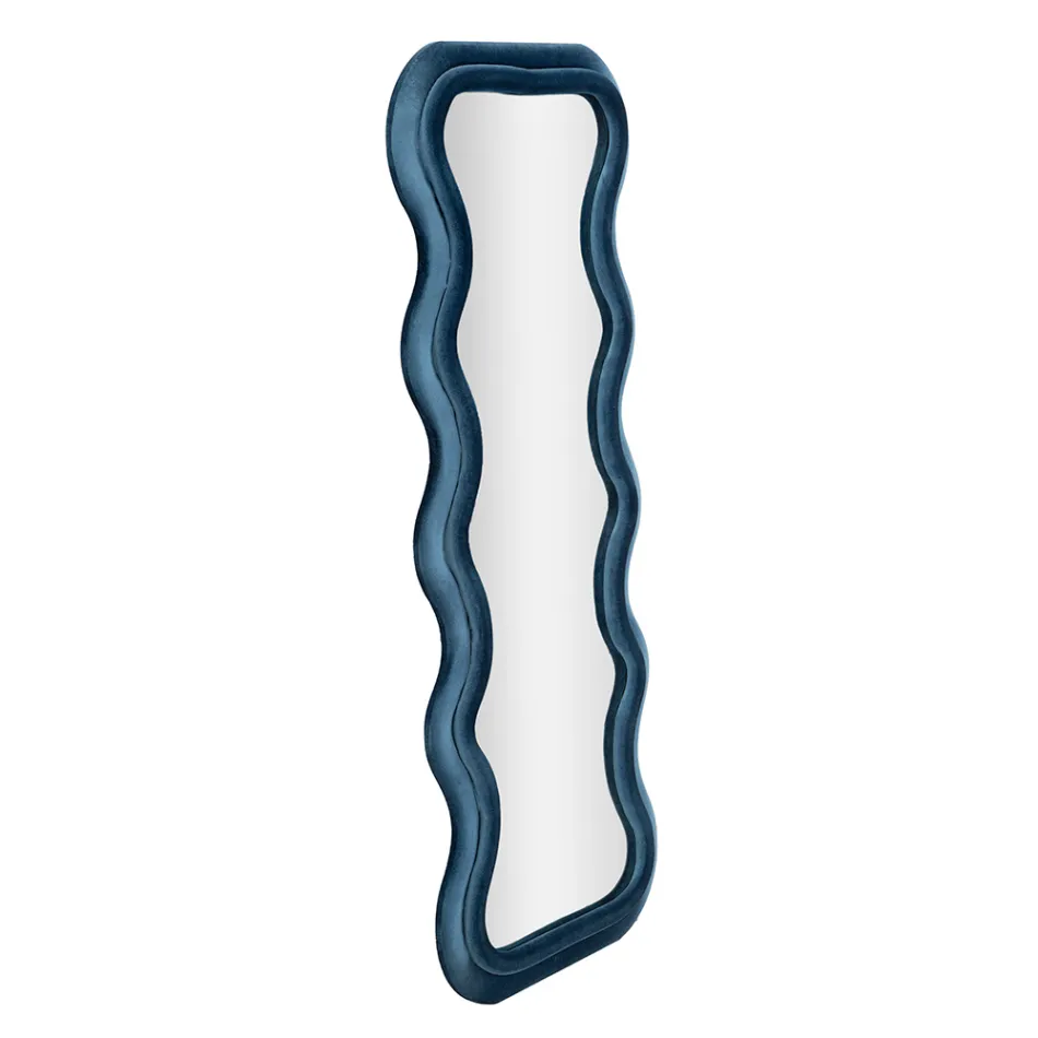 Oglindă de perete din MDF acoperită în catifea cu linii ondulate - Sheldon Viadurini