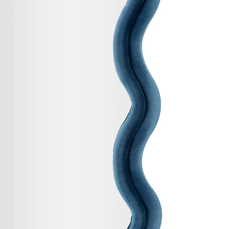 Oglindă de perete din MDF acoperită în catifea cu linii ondulate - Sheldon Viadurini