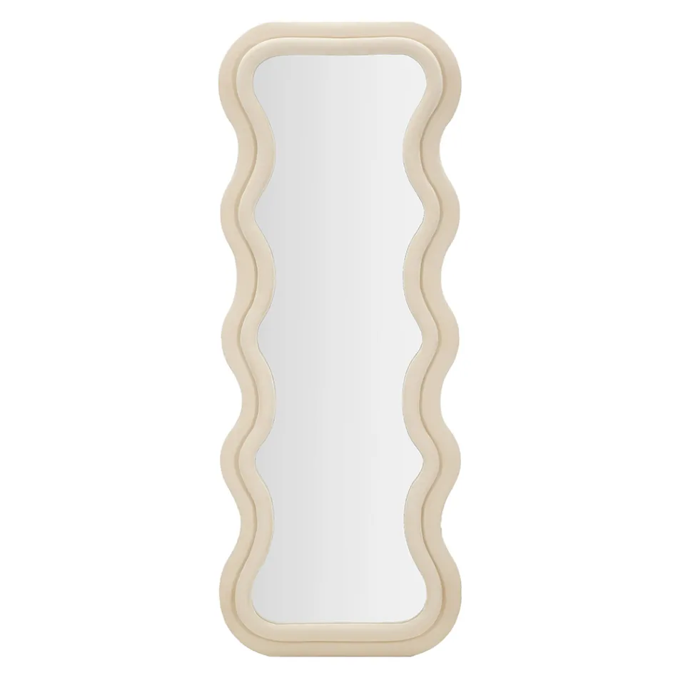 Oglindă de perete din MDF acoperită în catifea cu linii ondulate - Sheldon Viadurini