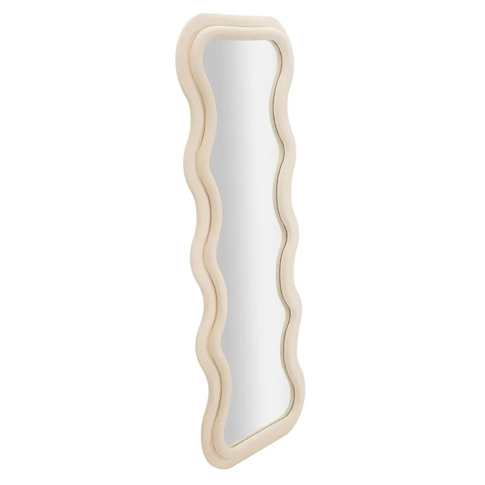 Oglindă de perete din MDF acoperită în catifea cu linii ondulate - Sheldon Viadurini