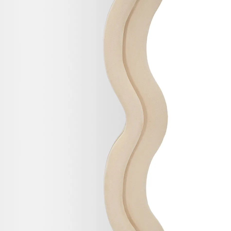 Oglindă de perete din MDF acoperită în catifea cu linii ondulate - Sheldon Viadurini