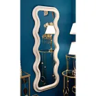 Oglindă de perete din MDF acoperită în catifea cu linii ondulate - Sheldon Viadurini