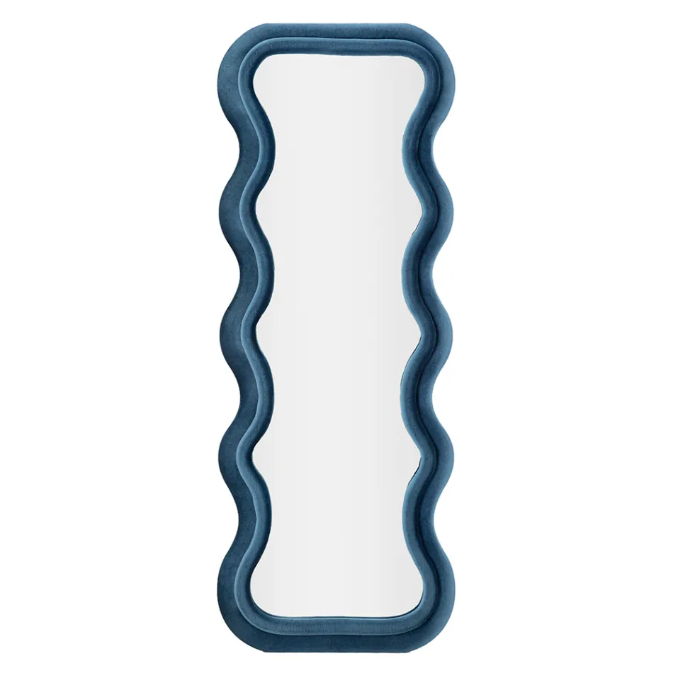 Oglindă de perete din MDF acoperită în catifea cu linii ondulate - Sheldon Viadurini