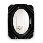 Oglindă de perete drapată din plexiglas negru Maelia, fabricată în Italia Viadurini