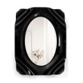 Oglindă de perete drapată din plexiglas negru Maelia, fabricată în Italia