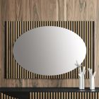 Oglinda de perete ovala cu suport vertical sipci Made in Italy - Anne Viadurini