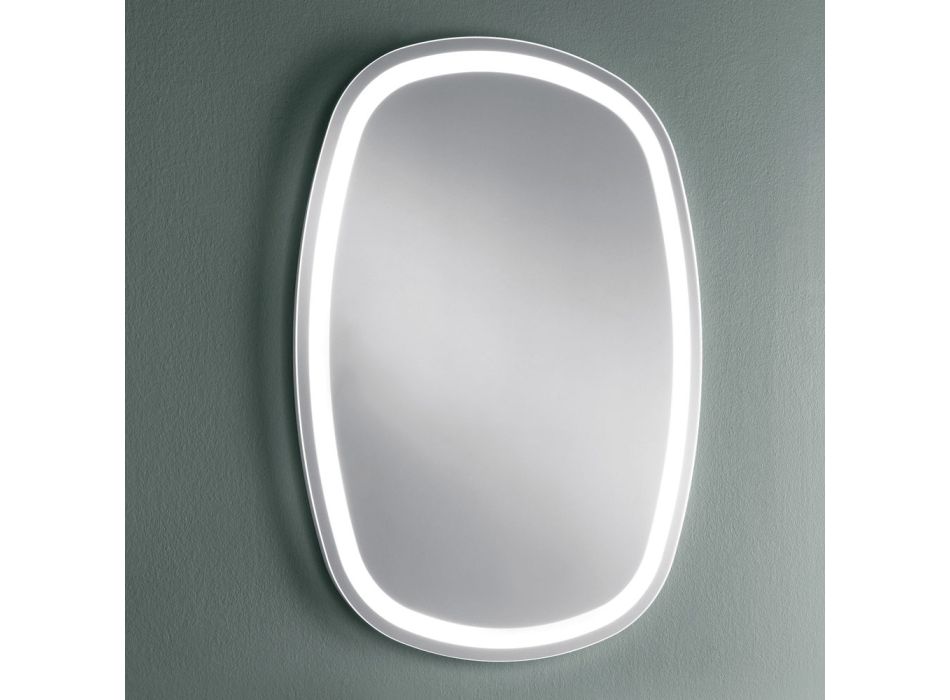 Oglindă de perete pentru baie cu LED 4000K integrat Fabricat în Italia - Scrullo Viadurini
