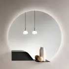 Oglindă de perete cu iluminare din spate cu LED și ramă ABS, fabricată în Italia - Dafira Viadurini