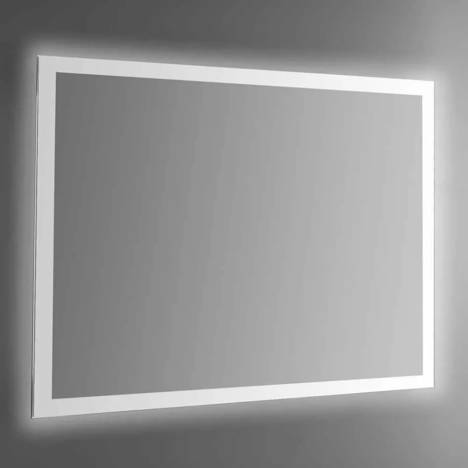 Oglindă de perete retroiluminată cu cadru sablat Made in Italy - Edigio Viadurini