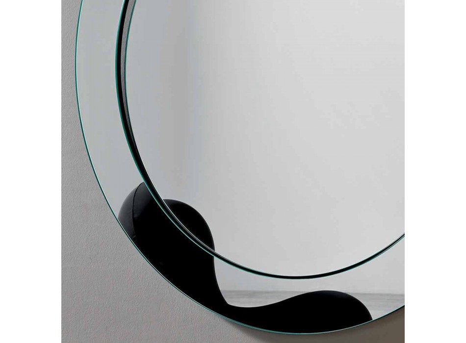 Oglindă rotundă de perete cu cadru înclinat fabricat în Italia - Salamina Viadurini